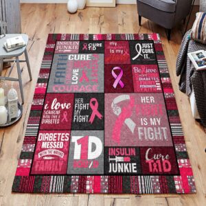 Diabetes Fight Rug Sport Decor Gift Floor Decor Living Room Carpet Rug Area Rug - f7b0365e15cd