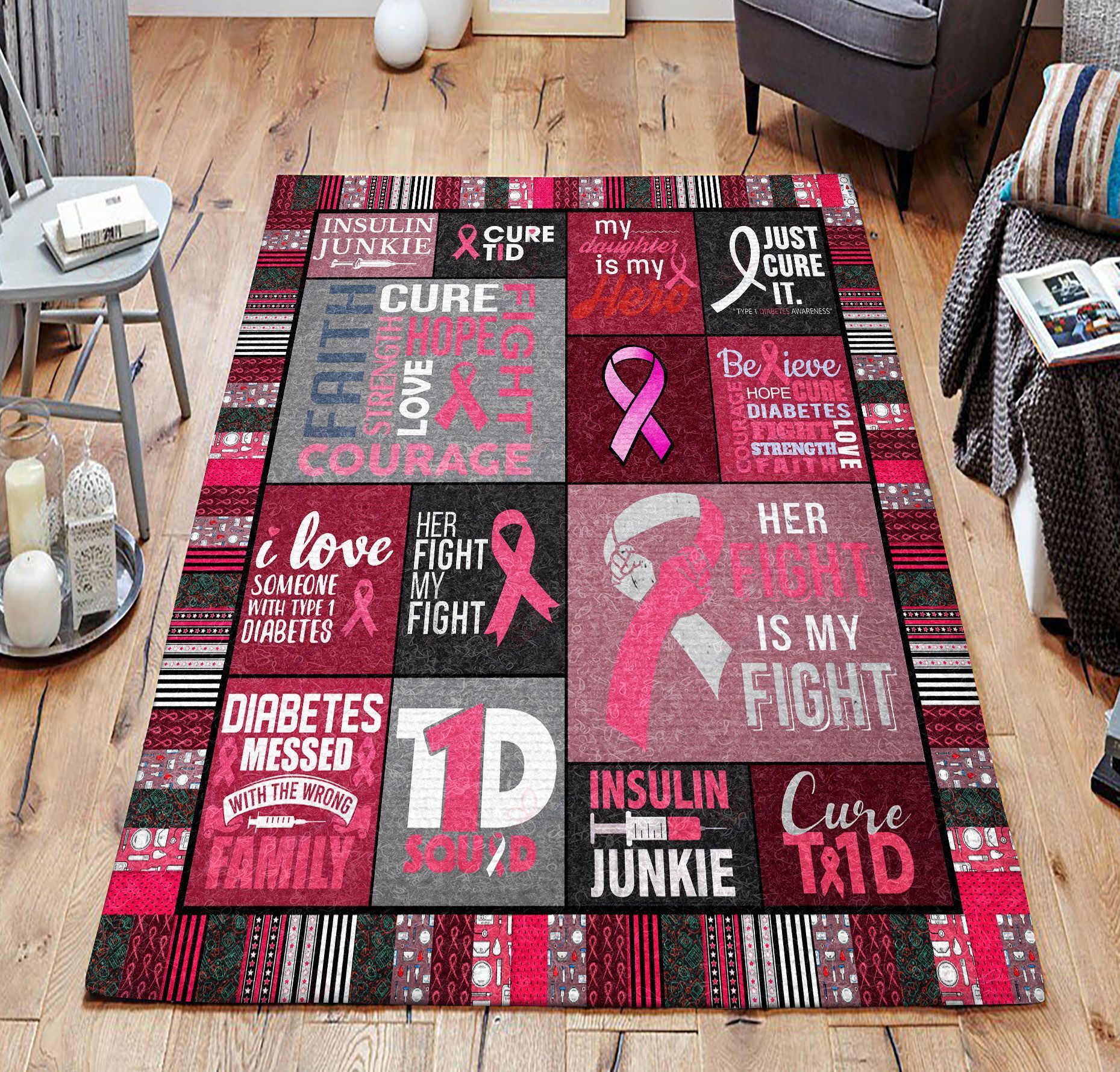 Diabetes Fight Rug Sport Decor Gift Floor Decor Living Room Carpet Rug Area Rug - f7b0365e15cd Diabetes Fight Rug Sport Decor Gift Floor Decor Living Room Carpet Rug Area Rug - f7b0365e15cd