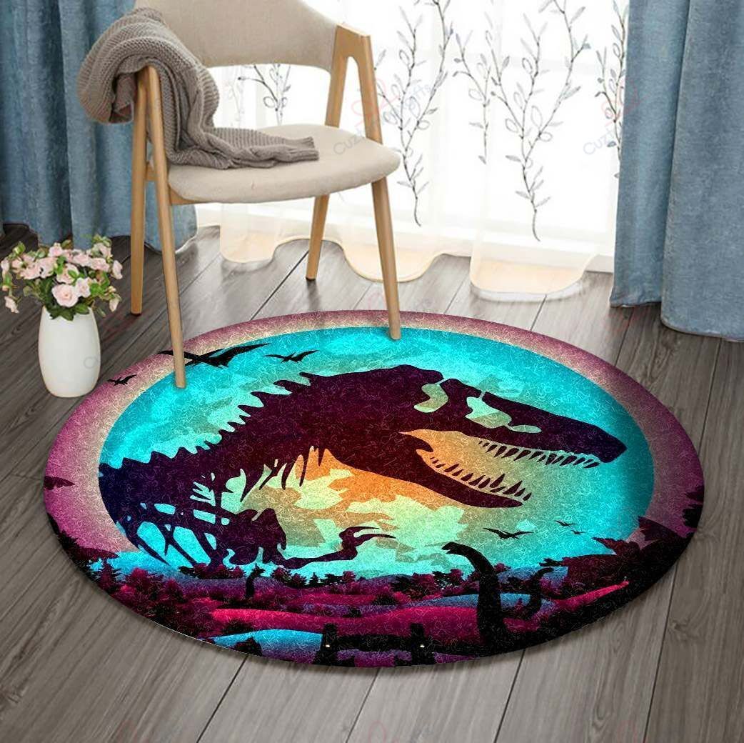 Dinasaur Round Carpet Floor Rug Living Room Bedroom Decor Round Area Rug Carpet Dinasaur Round Carpet Floor Rug Living Room Bedroom Decor Round Area Rug Carpet