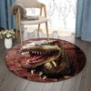 Dinosaur Behind Wall Round Carpet Floor Rug Living Room Bedroom Decor Round Area Rug Carpet