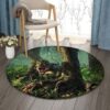 Dinosaur Round Carpet Floor Rug Living Room Bedroom Decor Round Area Rug Carpet