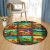 Dinosaur Painting 1 Round Carpet Floor Rug Living Room Bedroom Decor Round Area Rug Carpet