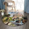 Dinosaur World 1 Round Carpet Floor Rug Living Room Bedroom Decor Round Area Rug Carpet