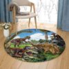 Dinosaur World 3 Round Carpet Floor Rug Living Room Bedroom Decor Round Area Rug Carpet