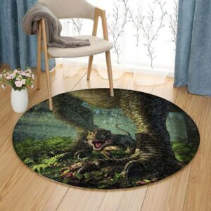 Dinosaurs Round Carpet Floor Rug Living Room Bedroom Decor Round Area Rug Carpet
