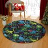 Dinosaurs In The Forest Round Carpet Floor Rug Living Room Bedroom Decor Round Area Rug Carpet