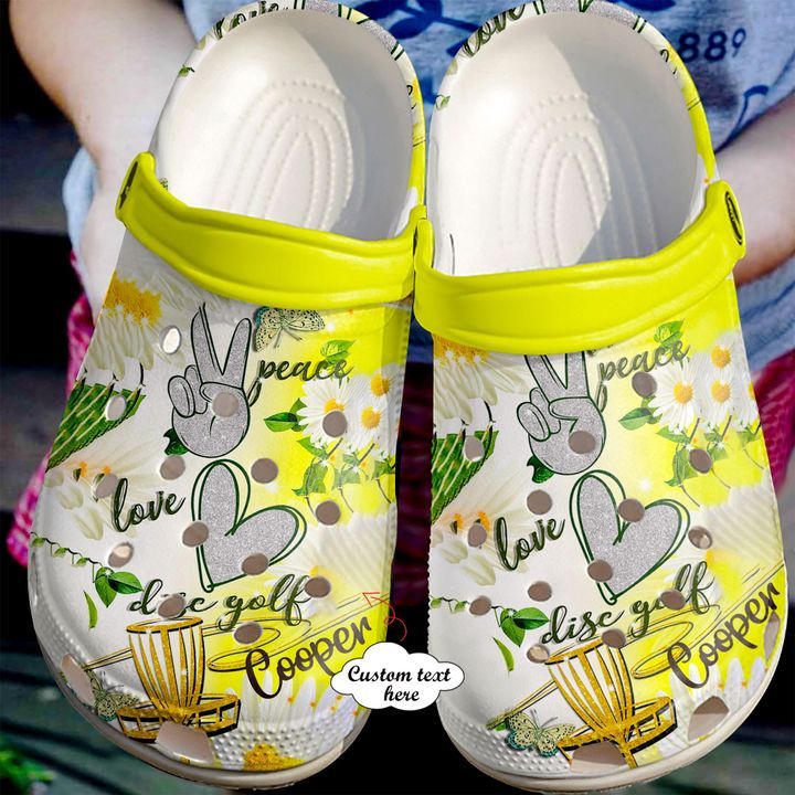 Disc Golf Personalized Peace Love Yellow Sku 829 Crocs Crocband Clog Comfortable For Mens Womens Classic Clog Water Shoes Disc Golf Personalized Peace Love Yellow Sku 829 Crocs Crocband Clog Comfortable For Mens Womens Classic Clog Water Shoes