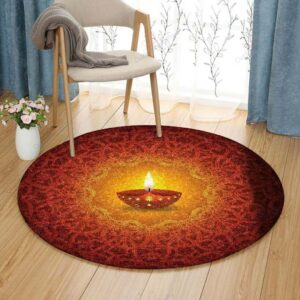 Diwali Round Carpet Floor Rug Living Room Bedroom Decor Round Area Rug Carpet