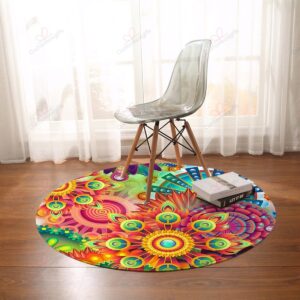 Dizzy Ziggy Round Carpet Floor Rug Living Room Bedroom Decor Round Area Rug Carpet