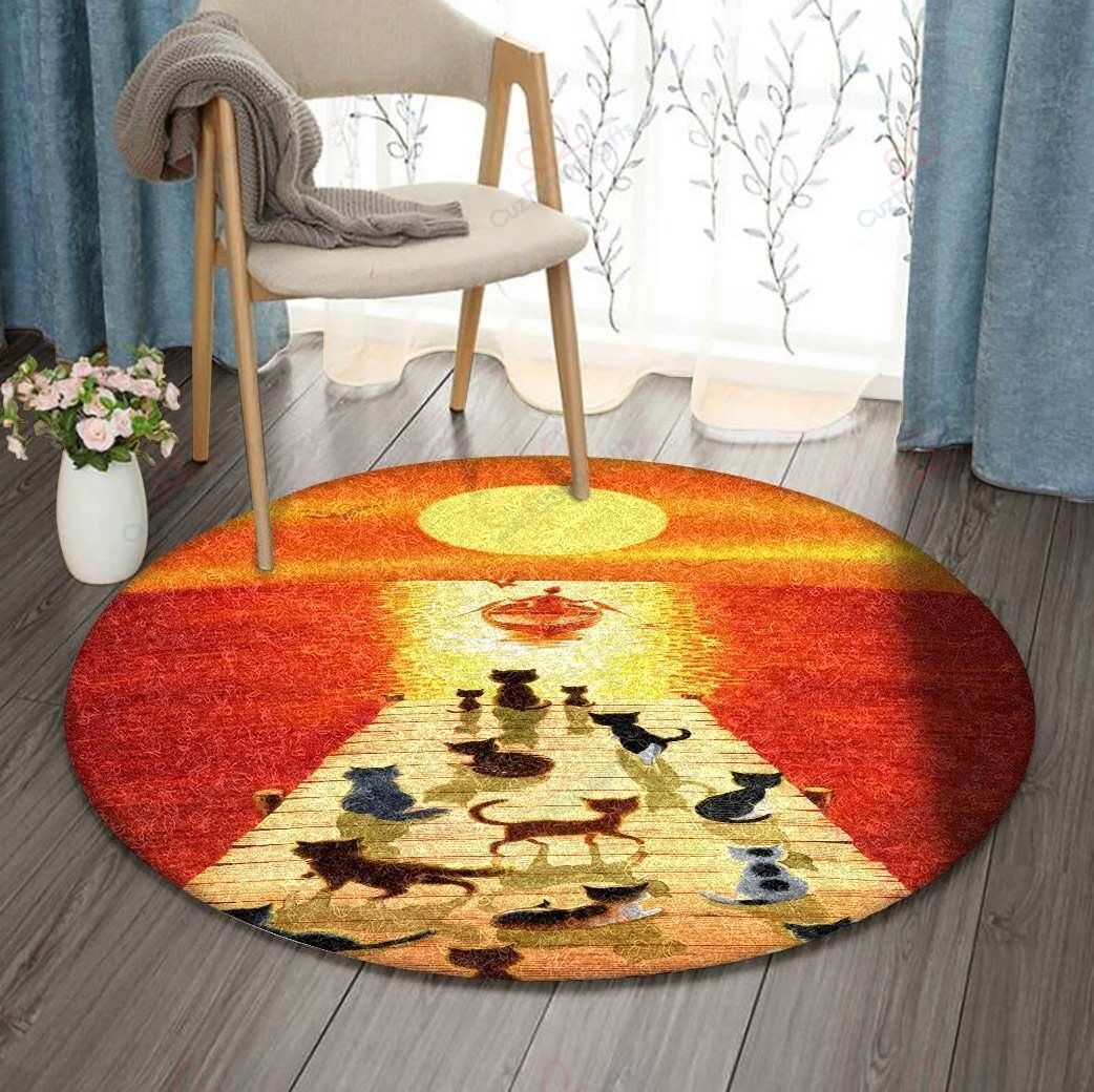 Dock Of The Bay Cat Boat Sunset Round Carpet Floor Rug Living Room Bedroom Decor Round Area Rug Carpet Dock Of The Bay Cat Boat Sunset Round Carpet Floor Rug Living Room Bedroom Decor Round Area Rug Carpet
