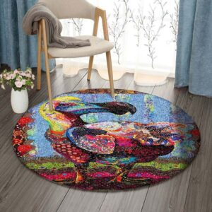 Dodo Bird Round Carpet Floor Rug Living Room Bedroom Decor Round Area Rug Carpet