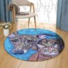 Dog And Cat Round Carpet Floor Rug Living Room Bedroom Decor Round Area Rug Carpet