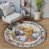 Dog And Cat Just Cute Round Carpet Floor Rug Living Room Bedroom Decor Round Area Rug Carpet