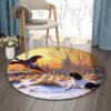 Dog And Pheasant Round Carpet Floor Rug Living Room Bedroom Decor Round Area Rug Carpet