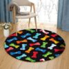 Dog Bones Round Carpet Floor Rug Living Room Bedroom Decor Round Area Rug Carpet