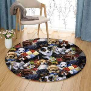 Dog Crowd 1 Round Carpet Floor Rug Living Room Bedroom Decor Round Area Rug Carpet