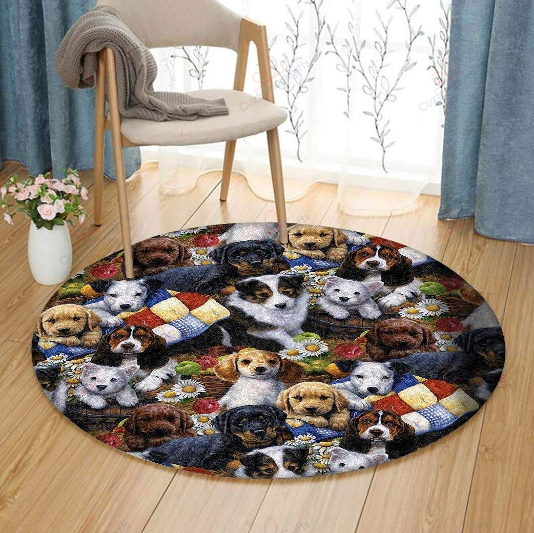Dog Crowd 1 Round Carpet Floor Rug Living Room Bedroom Decor Round Area Rug Carpet Dog Crowd 1 Round Carpet Floor Rug Living Room Bedroom Decor Round Area Rug Carpet