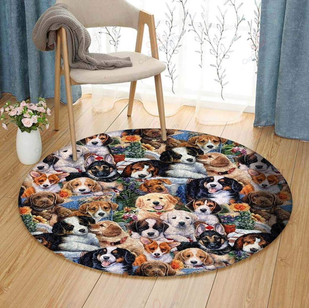Dog Crowd Round Carpet Floor Rug Living Room Bedroom Decor Round Area Rug Carpet Dog Crowd Round Carpet Floor Rug Living Room Bedroom Decor Round Area Rug Carpet