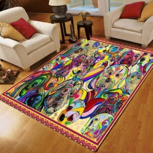 Dog Hippie Colors Rug Sport Decor Gift Floor Decor Living Room Carpet Rug Area Rug - 4d2fcb6aed9b
