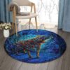 Dog In Rain Round Carpet Floor Rug Living Room Bedroom Decor Round Area Rug Carpet