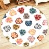 Dog Paw Round Carpet Floor Rug Living Room Bedroom Decor Round Area Rug Carpet