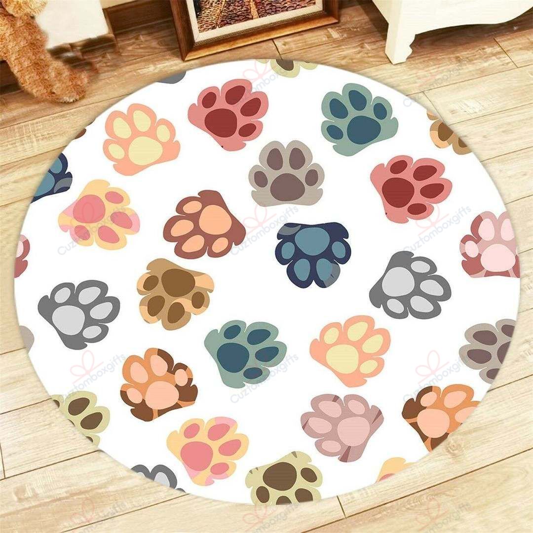 Dog Paw Round Carpet Floor Rug Living Room Bedroom Decor Round Area Rug Carpet Dog Paw Round Carpet Floor Rug Living Room Bedroom Decor Round Area Rug Carpet