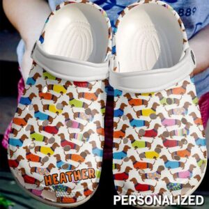 Dog Personalized Colorful Dachshund Sku 852 Crocs Crocband Clog Comfortable For Mens Womens Classic Clog Water Shoes