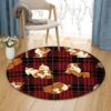 Dog Puppy Round Carpet Floor Rug Living Room Bedroom Decor Round Area Rug Carpet
