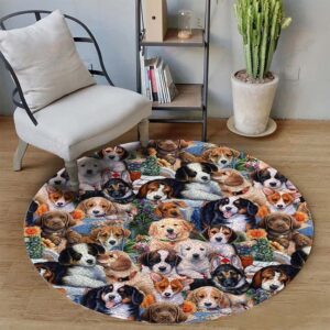 Dog Secret Place Round Carpet Floor Rug Living Room Bedroom Decor Round Area Rug Carpet