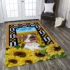 Dog Sunflower Rug Sport Decor Gift Floor Decor Living Room Carpet Rug Area Rug - 96284ead463e