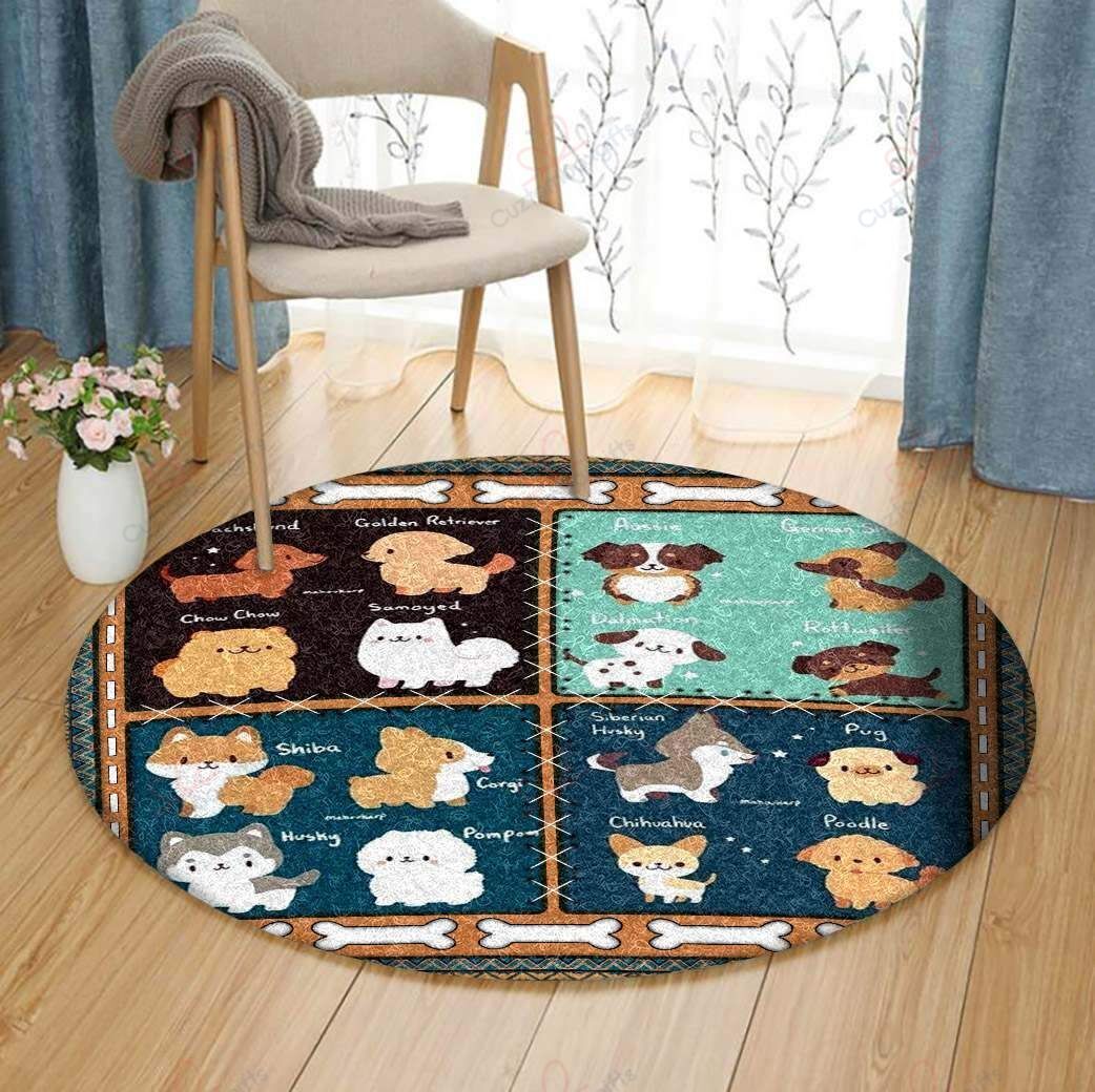 Dog Types Round Carpet Floor Rug Living Room Bedroom Decor Round Area Rug Carpet Dog Types Round Carpet Floor Rug Living Room Bedroom Decor Round Area Rug Carpet