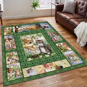 Dogs And Cat Best Friends Rug Sport Decor Gift Floor Decor Living Room Carpet Rug Area Rug - cfa2eefefff8