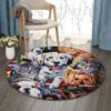 Dogs And Cats Round Carpet Floor Rug Living Room Bedroom Decor Round Area Rug Carpet