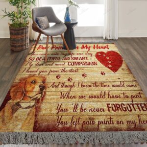 Dogs Beagle Paw Prints On My Heart Rug Sport Decor Gift Floor Decor Living Room Carpet Rug Area Rug - 55816db304e0