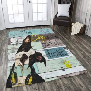 Dogs Boston Terrier The Dog Is The God Of Frolic Rug Sport Decor Gift Floor Decor Living Room Carpet Rug Area Rug - 8e5d02ed78ab