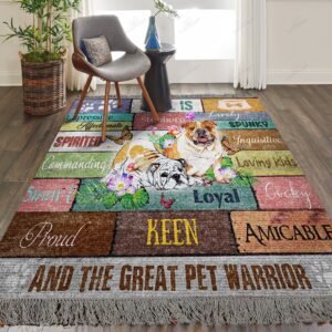 Dogs Bulldog Is The Great Pet Warrior Rug Sport Decor Gift Floor Decor Living Room Carpet Rug Area Rug - b66cb22f1d8b