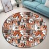 Dogs Cats Round Carpet Floor Rug Living Room Bedroom Decor Round Area Rug Carpet