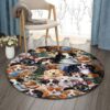 Dogs Round Carpet Floor Rug Living Room Bedroom Decor Round Area Rug Carpet