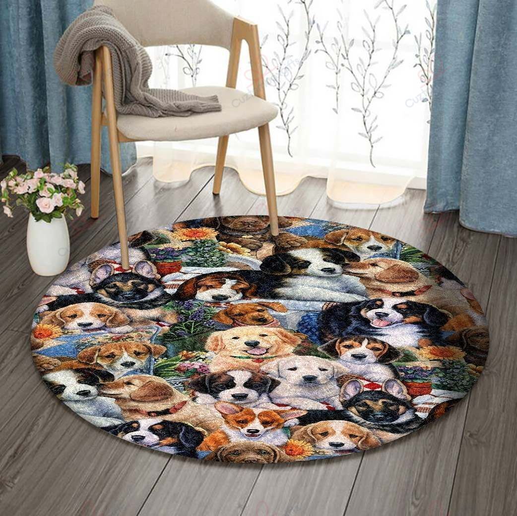 Dogs Round Carpet Floor Rug Living Room Bedroom Decor Round Area Rug Carpet Dogs Round Carpet Floor Rug Living Room Bedroom Decor Round Area Rug Carpet