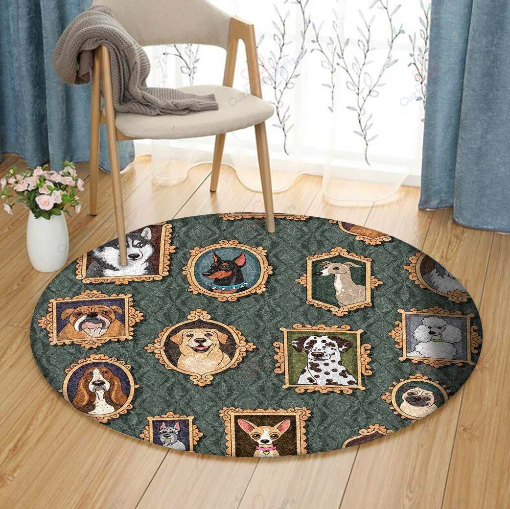 Dogs In Mirror Round Carpet Floor Rug Living Room Bedroom Decor Round Area Rug Carpet Dogs In Mirror Round Carpet Floor Rug Living Room Bedroom Decor Round Area Rug Carpet