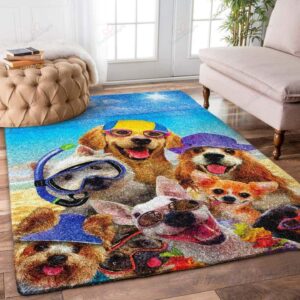 Dogs In The Beach Rug Sport Decor Gift Floor Decor Living Room Carpet Rug Area Rug - c4c5d79eb026