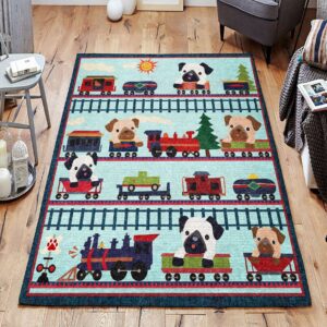 Dogs On Train Rug Sport Decor Gift Floor Decor Living Room Carpet Rug Area Rug - c5d7392e7ed7