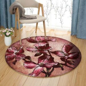 Dogwood Branch Round Carpet Floor Rug Living Room Bedroom Decor Round Area Rug Carpet