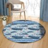 Dolphin And Fish Round Carpet Floor Rug Living Room Bedroom Decor Round Area Rug Carpet