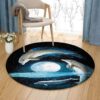 Dolphin And Moon Round Carpet Floor Rug Living Room Bedroom Decor Round Area Rug Carpet