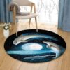 Dolphin And Moon Round Carpet Floor Rug Living Room Bedroom Decor Round Area Rug Carpet