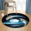 Dolphin And Moon Round Carpet Floor Rug Living Room Bedroom Decor Round Area Rug Carpet