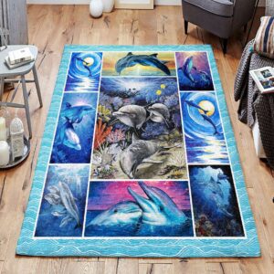 Dolphin Couple Rug Sport Decor Gift Floor Decor Living Room Carpet Rug Area Rug - 88c79a4aeaca