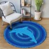 Dolphin Dot Painting Round Carpet Floor Rug Living Room Bedroom Decor Round Area Rug Carpet