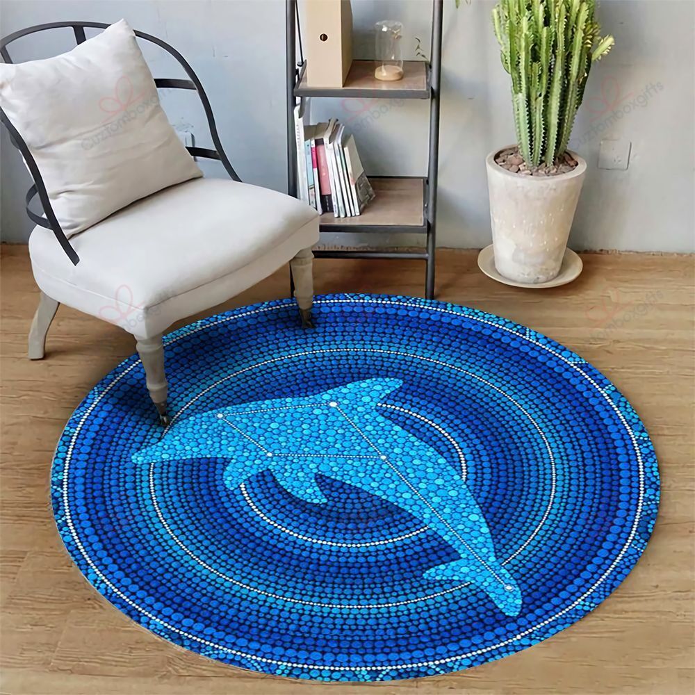 Dolphin Dot Painting Round Carpet Floor Rug Living Room Bedroom Decor Round Area Rug Carpet Dolphin Dot Painting Round Carpet Floor Rug Living Room Bedroom Decor Round Area Rug Carpet